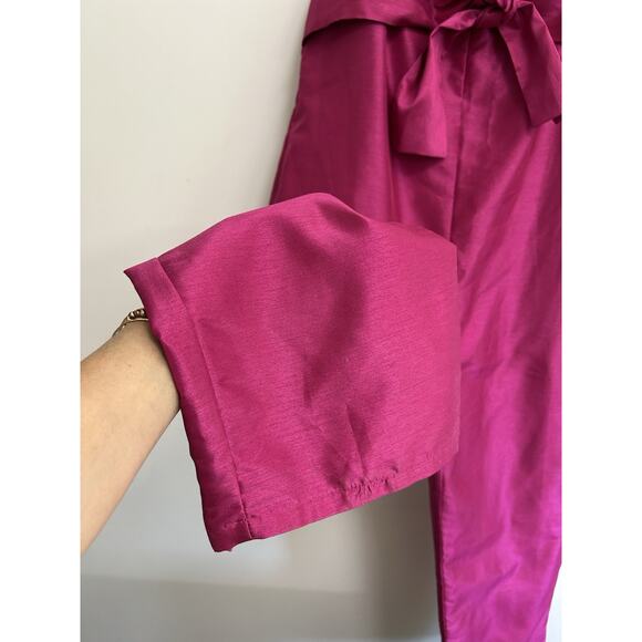 NWT Anthropologie Hutch Pink Satin Bow-Tie Sleeveless Cropped Jumpsuit Medium - Picture 5 of 14